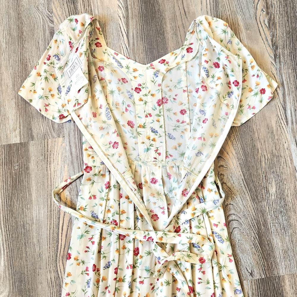 Floral Cream Maxi Dress with Side Ties - Picture 6 of 14